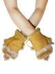 Plain Real Fur Fingerless Mittens
