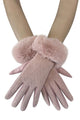 Faux Fur Trim Touch Screen Gloves