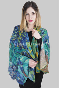 Van Gogh Irises Print Frayed Scarf - Fashion Scarf World