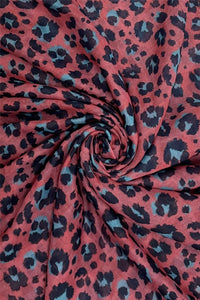 Contrast leopard Print Scarf with Frayed Edge