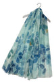 Ink Blot Leaves Print Scarf with Frayed Edge