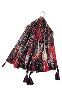 Zebra & Leopard Safari Leaf Print Square Tassel Scarf