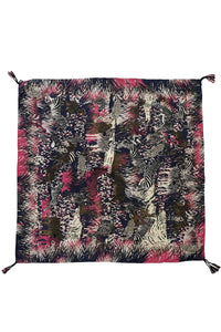 Zebra & Leopard Safari Leaf Print Square Tassel Scarf