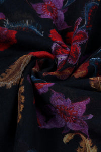 Oriental Floral Print Frayed Scarf - Fashion Scarf World