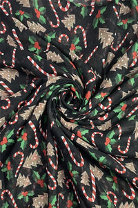 Gingerbread & Candy Cane Christmas Print Scarf