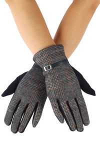 Tartan & Buckle Gloves - Fashion Scarf World