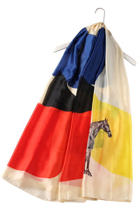 Block Colour Horse Print Silk Scarf - Fashion Scarf World