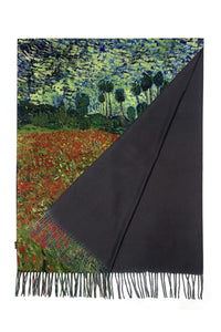 Van Gogh 'Poppy Field' Print Wool Tassel Scarf