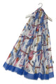 Watercolour Parrot Print Scarf with Frayed Edge