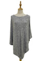 Plain Wool Knit Poncho With Pearl Detailing