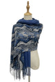 Snakeskin Stripe Soft Wool Tassel Scarf