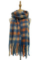 Soft Check Blanket Wrap Tassel Scarf