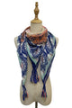 Mount Fuji Geo Print Square Tassel Scarf