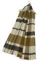 Camel Check Tartan Soft Wool Blanket Frayed Scarf