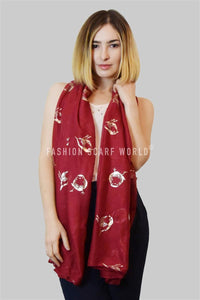 Robin Bird Foiled Print Scarf - Fashion Scarf World