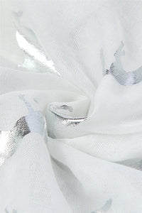 Silver Foil Unicorn Print Frayed Scarf - Fashion Scarf World