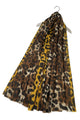 Bold Leopard Print & Stripe Frayed Scarf