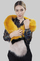 Stripe Long Faux Fur Collar - Mustard - Fashion Scarf World