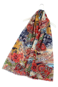 Colourful Busy Floral Tassel Scarf - Fashion Scarf World