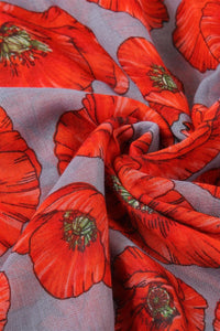 Detailed Poppy Print Scarf - Fashion Scarf World