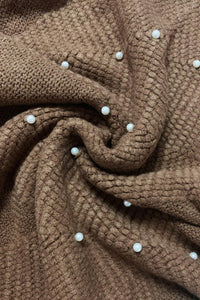 Arrow Knit & Pearl Tassel Poncho - Fashion Scarf World