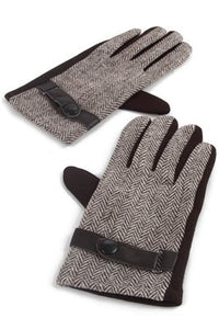 Herringbone Snap Button Men Gloves - Fashion Scarf World