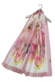 Unicorn and Roses Print Scarf with Border and Frayed Edge