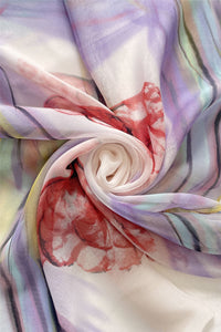 Delicate Ink Flower Print Chiffon Scarf