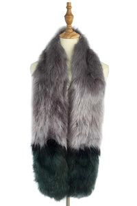 Stripe Long Faux Fur Collar - Grey - Fashion Scarf World