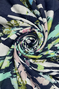 Floral Zebra Print Square Tassel Scarf