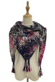 Zebra & Leopard Safari Leaf Print Square Tassel Scarf