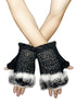 Diamante Real Fur Fingerless Mittens