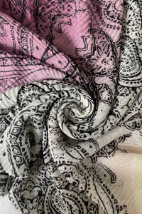 Ombre Indian Paisley Print Crinkle/Pleated Effect Scarf