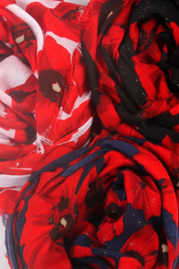 Glitter Bold Poppy Frayed Scarf - Fashion Scarf World