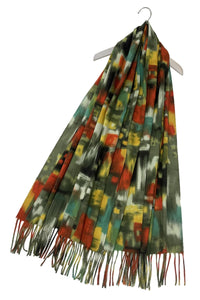 Painted Patchwork Soft Wool Tassel Scarf