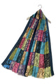 Colourful Floral Patchwork Print Frayed Scarf