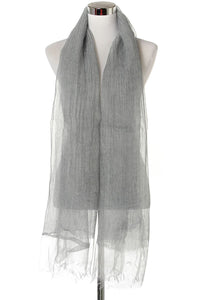 Sheer Layered Plain Crinkle Silk Scarf - Fashion Scarf World