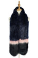 Stripe Long Faux Fur Collar - Navy Blue - Fashion Scarf World