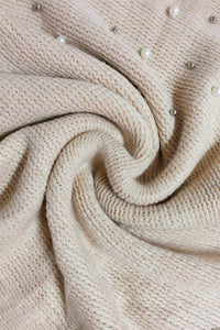 Pearl & Bead Shoulder Knitted Poncho - Fashion Scarf World