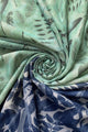 Woven Effect Leaf Print Scarf with Frayed Edge