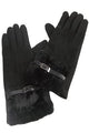 Side Buckled Faux Fur Edge Gloves - Fashion Scarf World