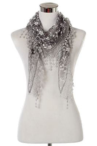 Glitter Flower Triangle Tassel Scarf