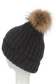 Faux Fur Plain Pom Pom Beanie Hat - Fashion Scarf World