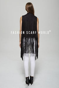 Suede Waist Coat With Tassel - Fashion Scarf World