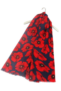 Glitter Bold Poppy Frayed Scarf - Fashion Scarf World