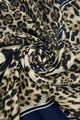 Leopard Print Scarf with Stripe and Frayed Edge