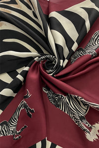 Silk Style Fashion Zebra Print Square Scarf with Border