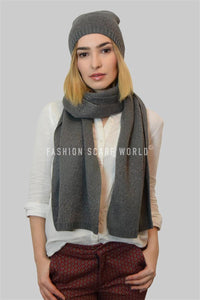 Metallic Thread Knitted Hat & Scarf Set - Fashion Scarf World